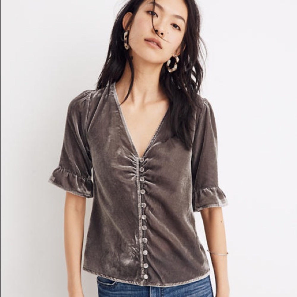 Madewell Grey “Velvet Daylight” Top